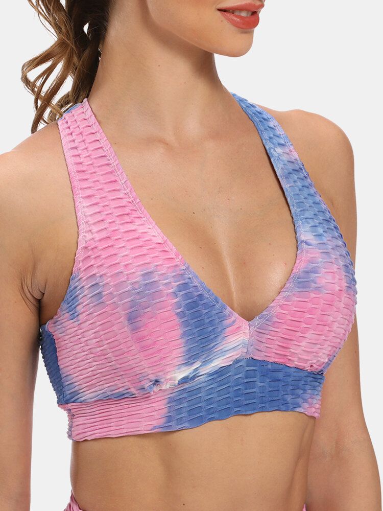 Soutien-gorge De Sport Jacquard Sans Fil Tie-dye Pour Femmes