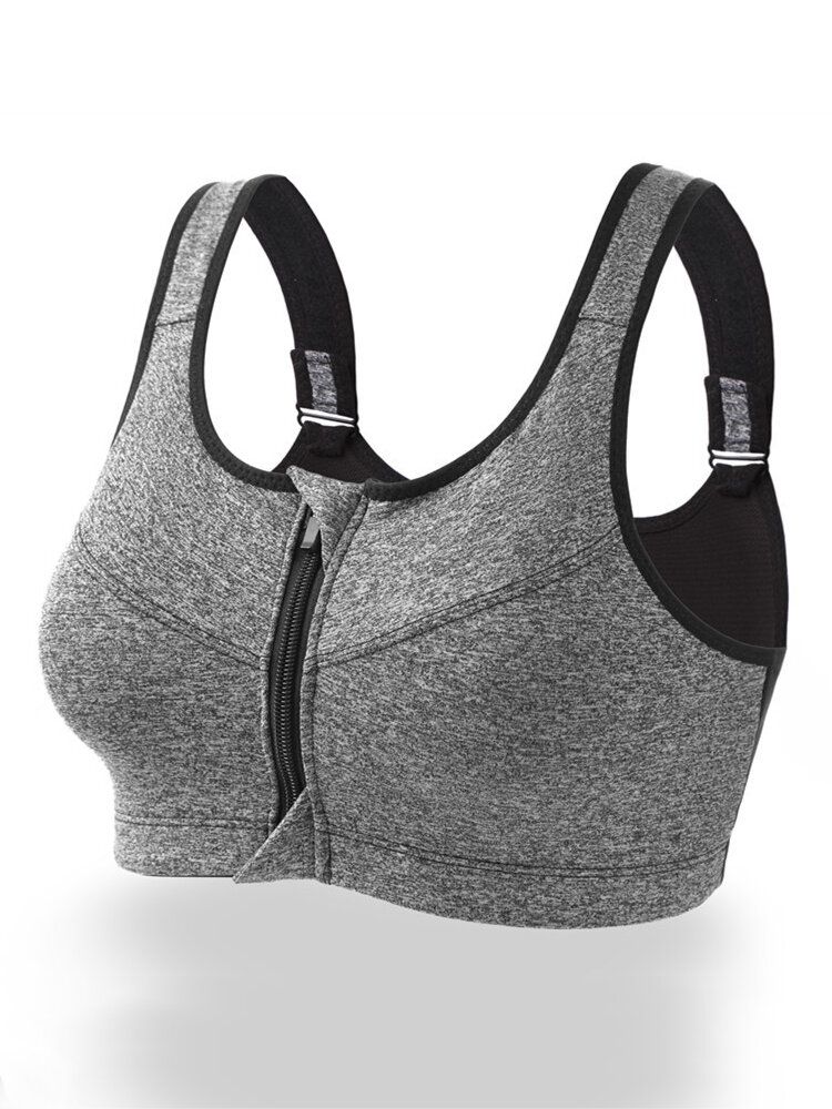 Soutien-gorge De Sport Respirant Uni Antichoc Sans Fil Avec Fermeture Éclair Sur Le Devant