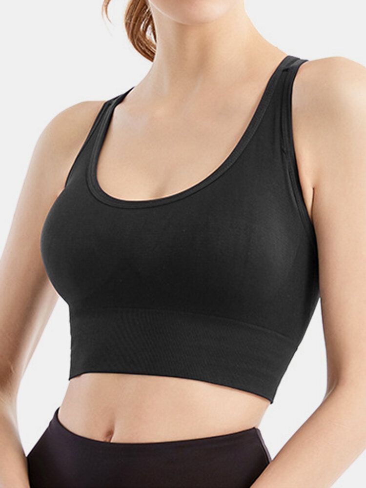 Soutien-gorge De Sport De Yoga À Fermeture Arrière Sans Fil De Couleur Unie Pour Femmes