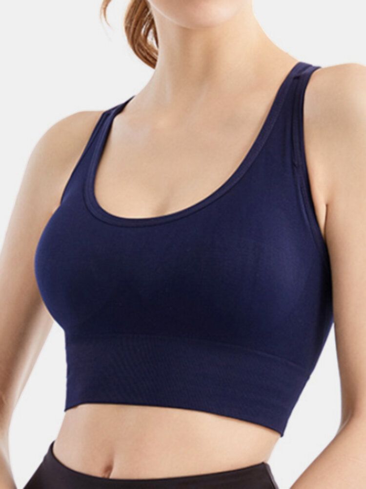 Soutien-gorge De Sport De Yoga À Fermeture Arrière Sans Fil De Couleur Unie Pour Femmes