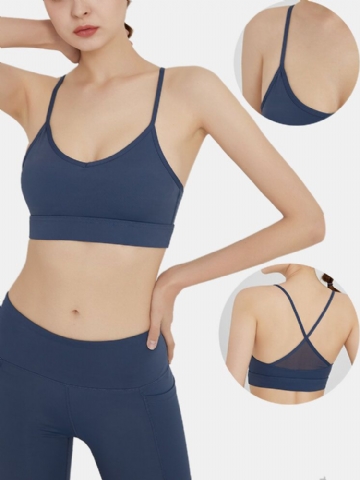 Soutien-gorge De Yoga Sport À Séchage Rapide De Couleur Unie Sans Fil Pour Femmes