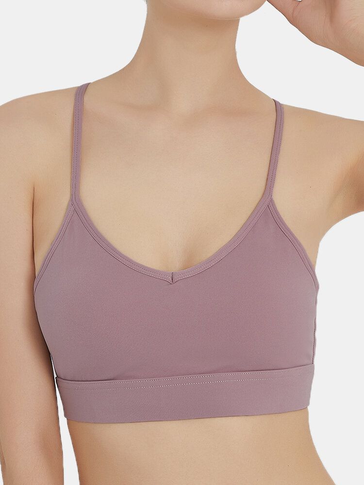 Soutien-gorge De Yoga Sport À Séchage Rapide De Couleur Unie Sans Fil Pour Femmes