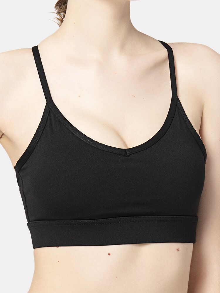 Soutien-gorge De Yoga Sport À Séchage Rapide De Couleur Unie Sans Fil Pour Femmes