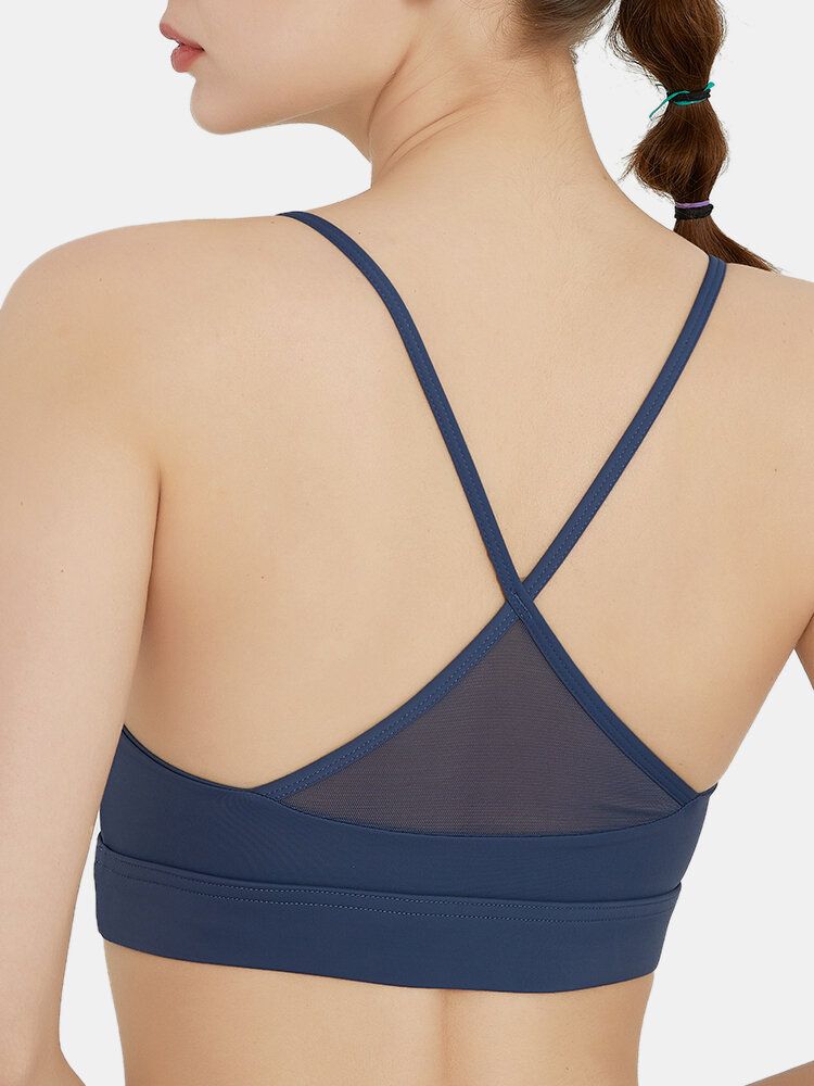 Soutien-gorge De Yoga Sport À Séchage Rapide De Couleur Unie Sans Fil Pour Femmes