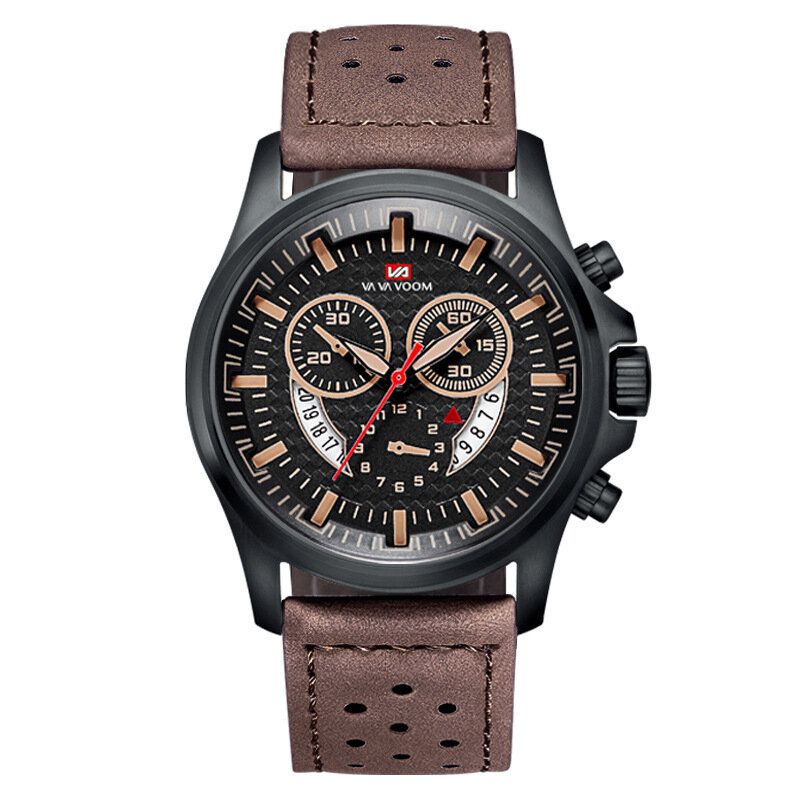 Sport Casual Avec Fenêtre D'affichage De La Date Grand Cadran 3atm Montre À Quartz Étanche Pour Homme