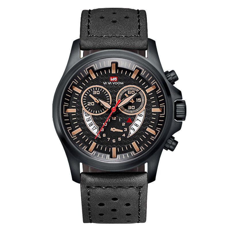 Sport Casual Avec Fenêtre D'affichage De La Date Grand Cadran 3atm Montre À Quartz Étanche Pour Homme