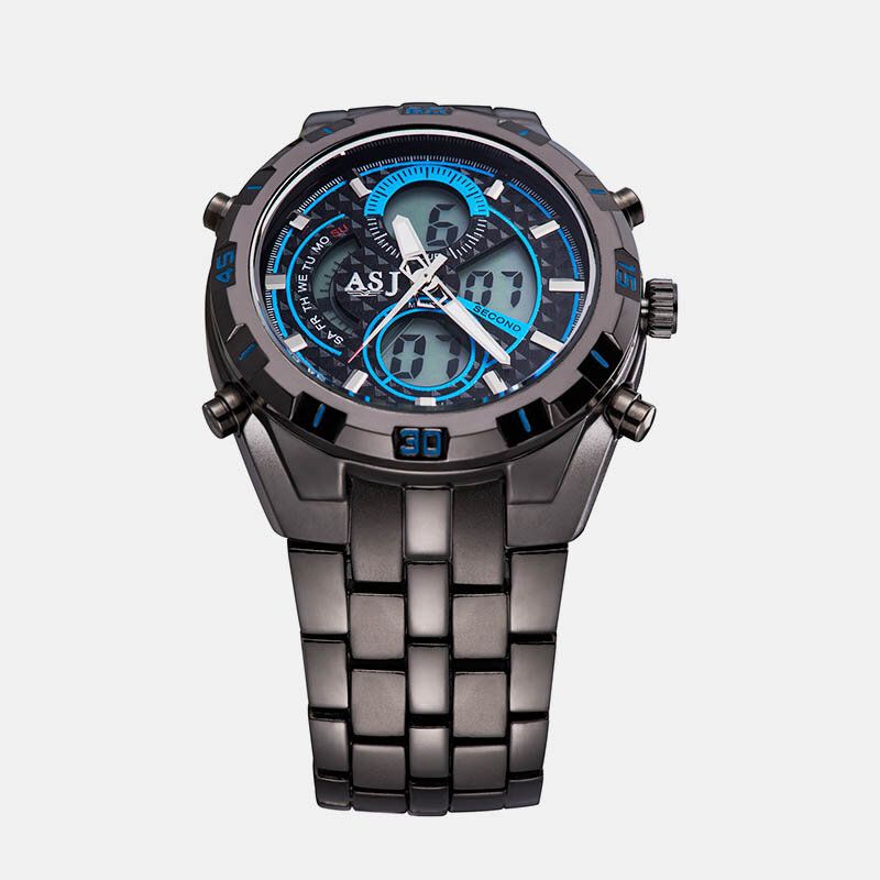 Sport Hommes Montre Double Affichage Chronographe Plongée Alarme Lumineux 3atm Étanche Multifonctionnel Sport Montre À Quartz