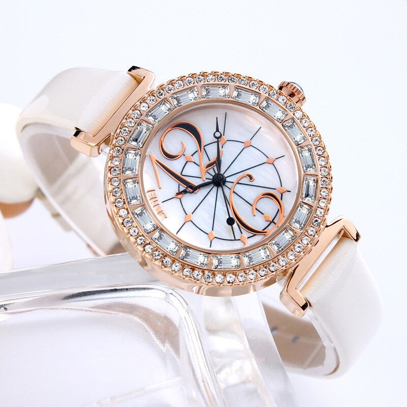 Strass Femmes Montre-bracelet Shell Cadran Étanche Design Élégant Montre À Quartz