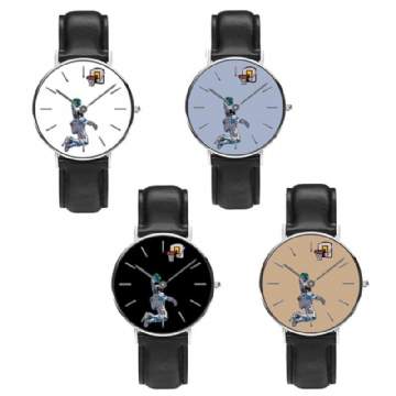 Style Décontracté Hommes Montre Dessin Animé Astronaute Terre Impression Bracelet En Cuir Pu Horloge Montres À Quartz