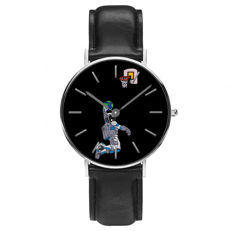 Style Décontracté Hommes Montre Dessin Animé Astronaute Terre Impression Bracelet En Cuir Pu Horloge Montres À Quartz