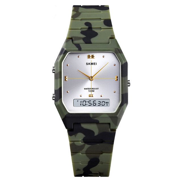 Style Décontracté Pu Band Double Affichage Montre 5atm Étanche Chronomètre Femmes Montre