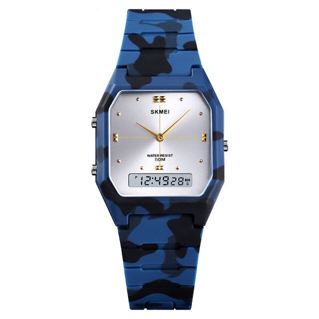 Style Décontracté Pu Band Double Affichage Montre 5atm Étanche Chronomètre Femmes Montre