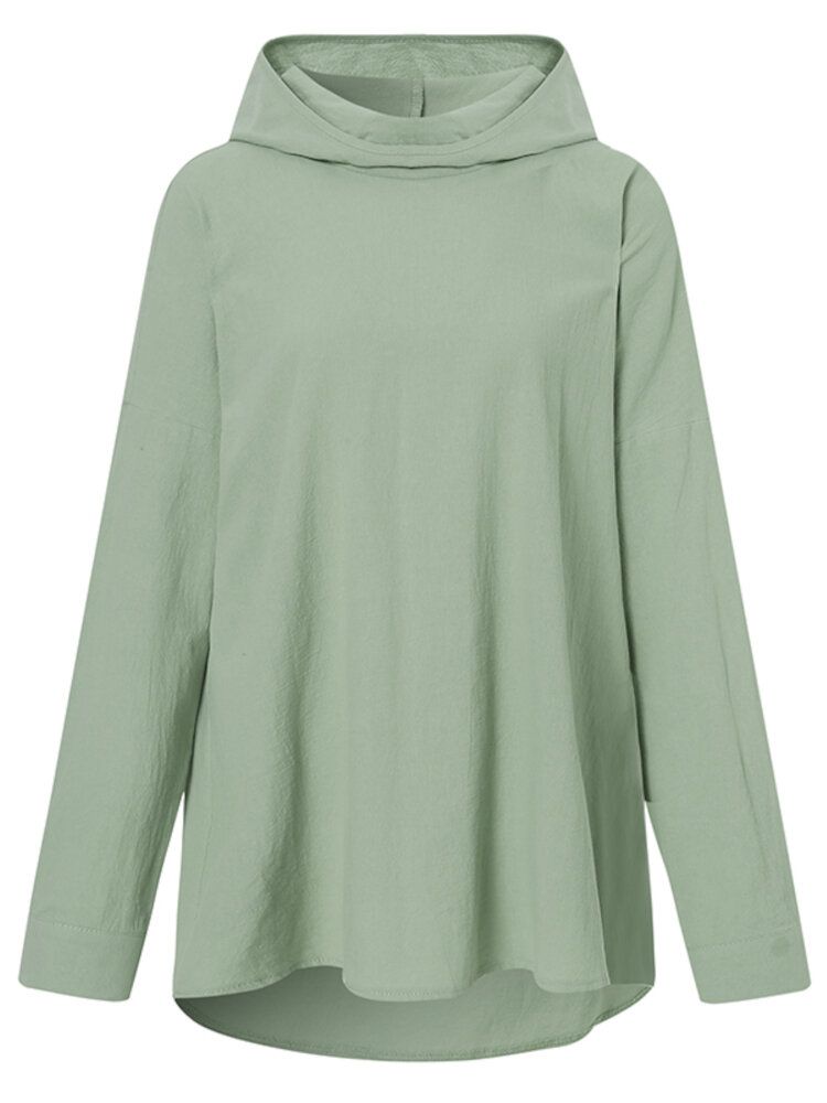 Sweat À Capuche 100% Coton Pour Femme Avec Col Large Et Poignets Boutonnés