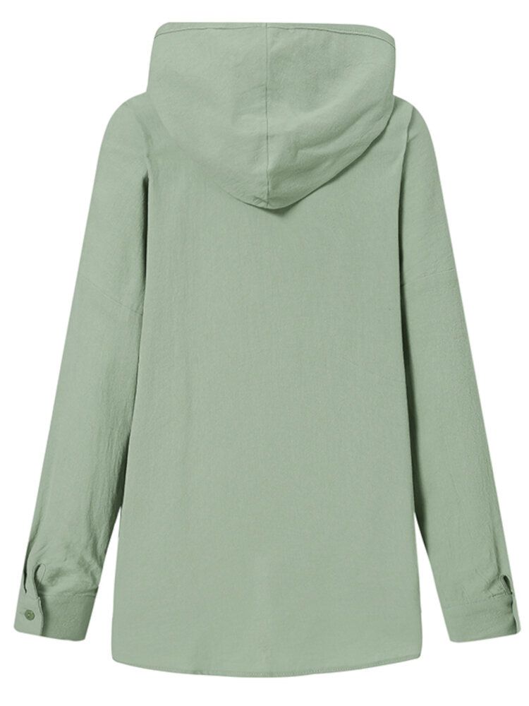 Sweat À Capuche 100% Coton Pour Femme Avec Col Large Et Poignets Boutonnés