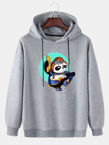 Sweat À Capuche Ample Quotidien Imprimé Panda Dessin Animé Pour Homme