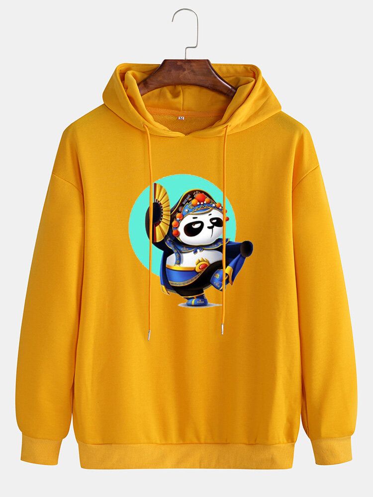 Sweat À Capuche Ample Quotidien Imprimé Panda Dessin Animé Pour Homme