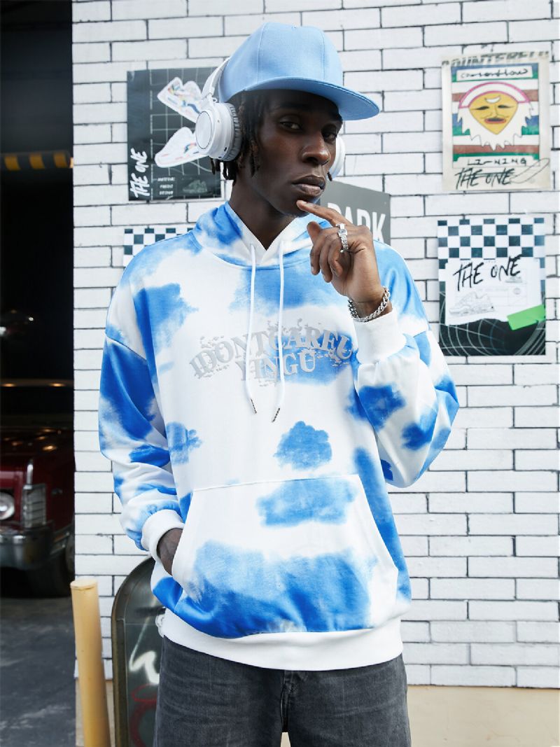 Sweat À Capuche Avec Poche À Imprimé Tie-dye Pour Hommes