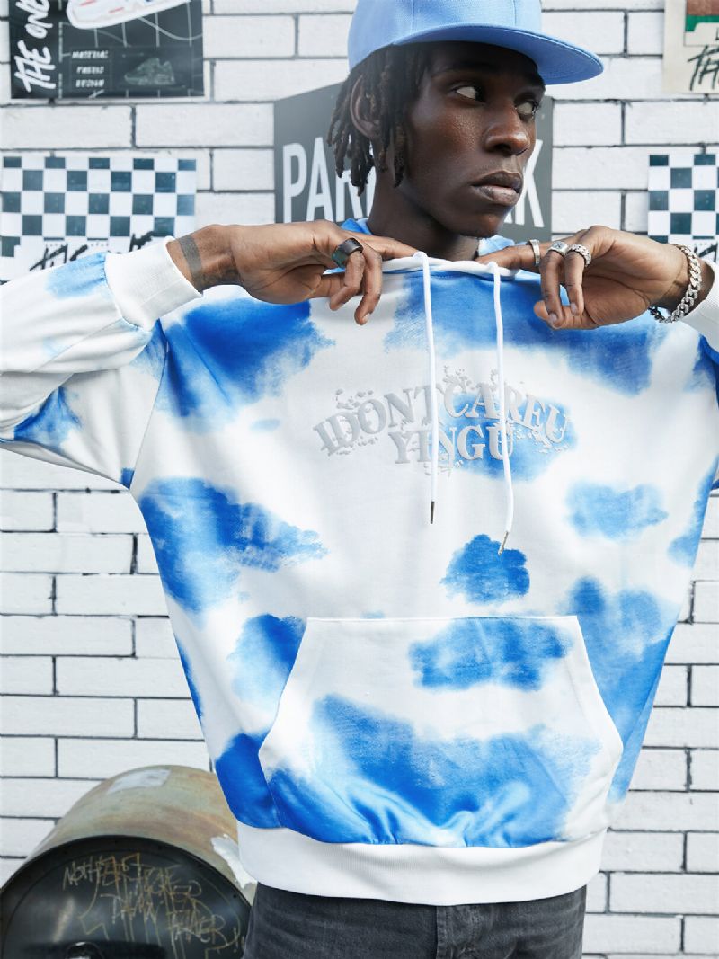 Sweat À Capuche Avec Poche À Imprimé Tie-dye Pour Hommes