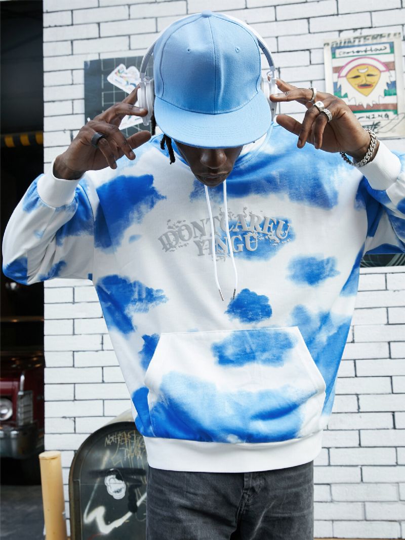 Sweat À Capuche Avec Poche À Imprimé Tie-dye Pour Hommes