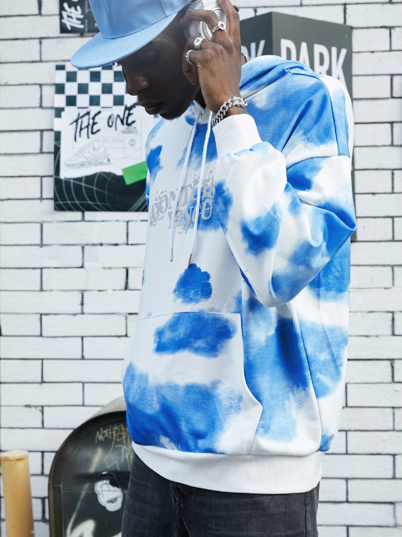 Sweat À Capuche Avec Poche À Imprimé Tie-dye Pour Hommes