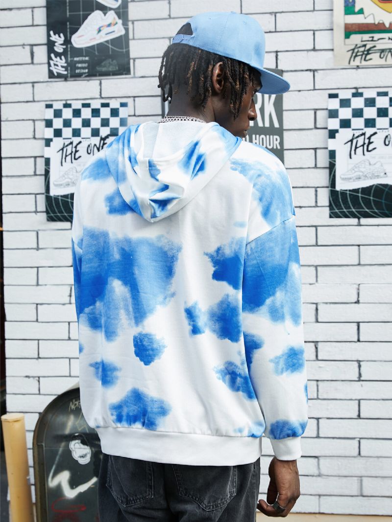 Sweat À Capuche Avec Poche À Imprimé Tie-dye Pour Hommes