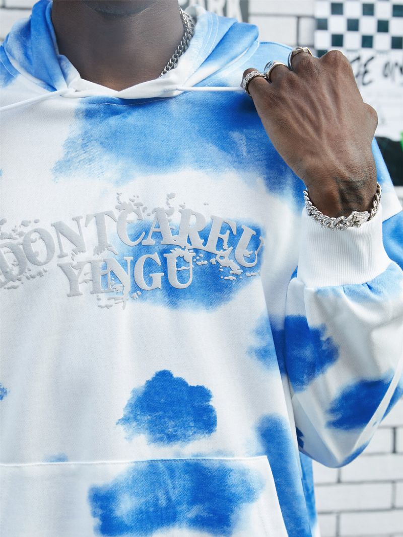 Sweat À Capuche Avec Poche À Imprimé Tie-dye Pour Hommes