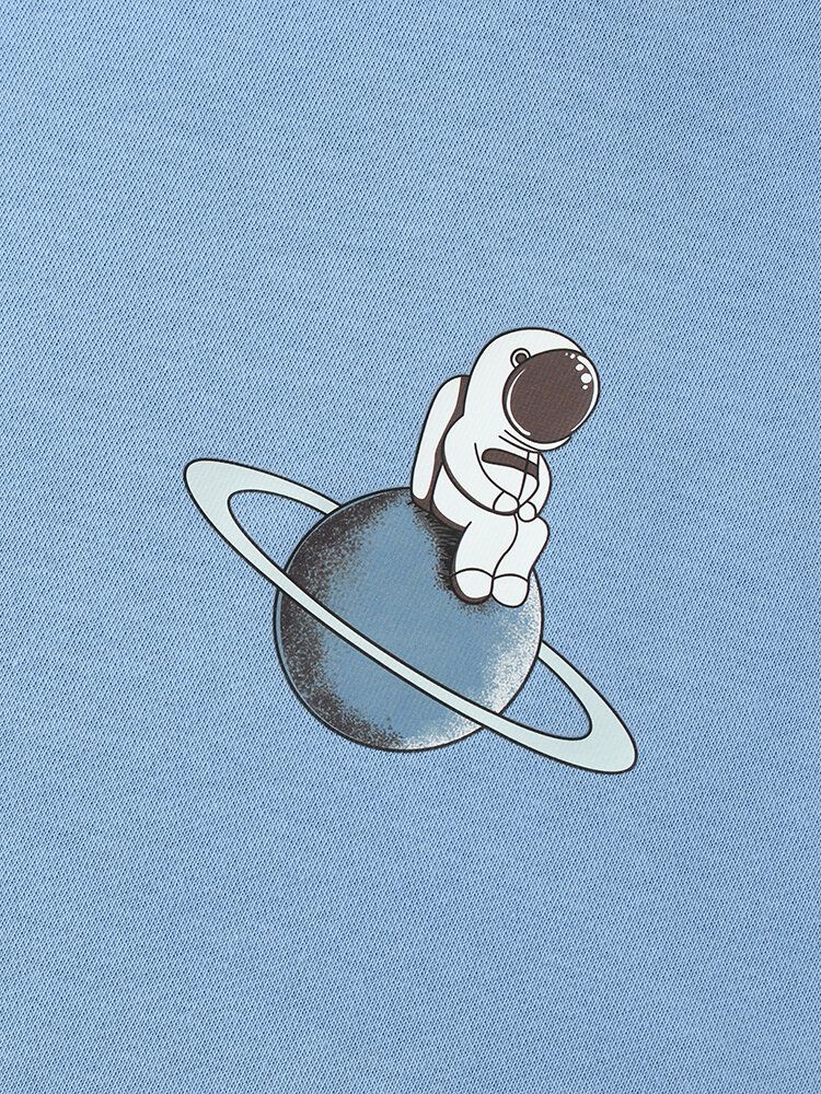 Sweat À Capuche En Coton Avec Cordon De Serrage Et Imprimé Planète Astronaute Pour Homme Avec Poche Kangourou