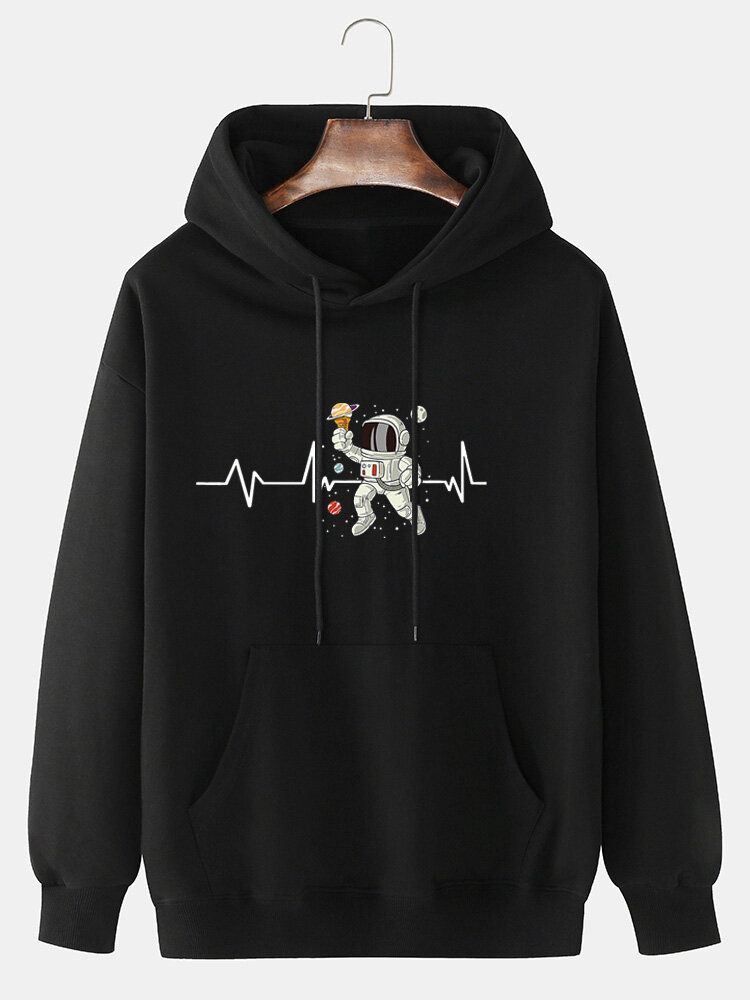 Sweat À Capuche En Coton Avec Cordon De Serrage Pour Homme Ecg Ice Cream Astronaut