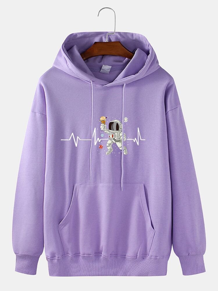 Sweat À Capuche En Coton Avec Cordon De Serrage Pour Homme Ecg Ice Cream Astronaut