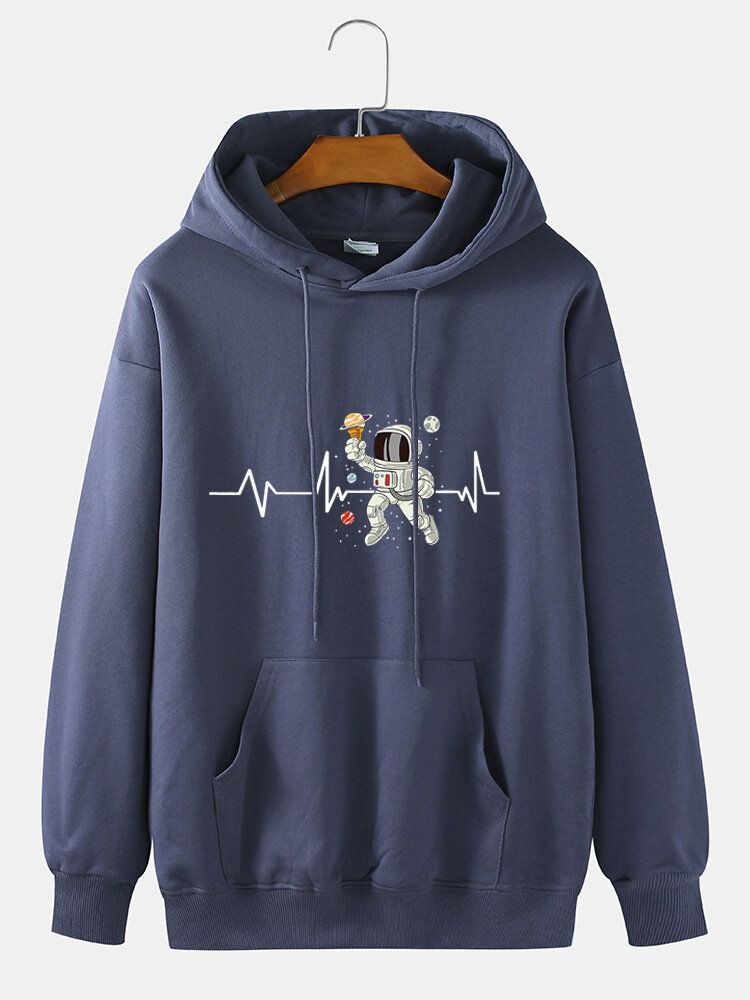 Sweat À Capuche En Coton Avec Cordon De Serrage Pour Homme Ecg Ice Cream Astronaut