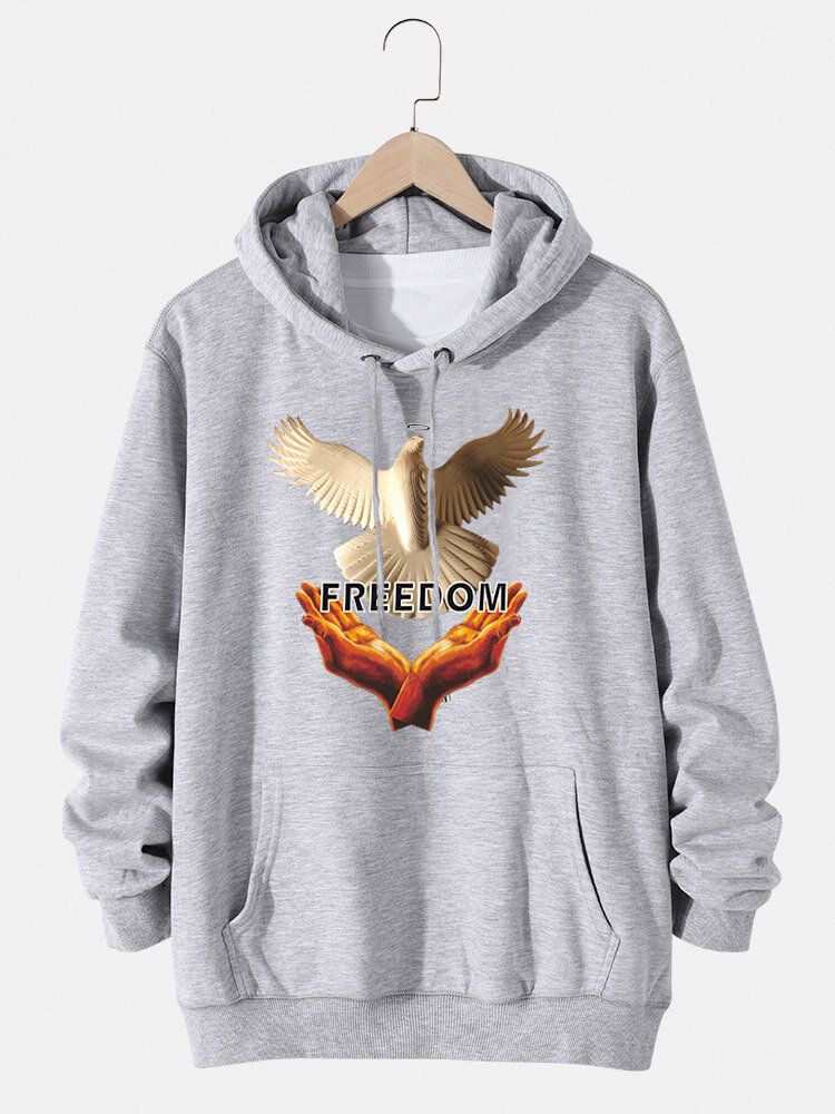 Sweat À Capuche En Coton Avec Cordon De Serrage Pour Homme Pigeon Hand Freedom