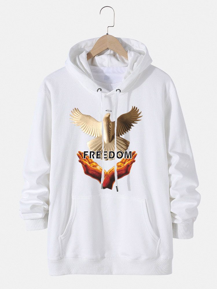 Sweat À Capuche En Coton Avec Cordon De Serrage Pour Homme Pigeon Hand Freedom