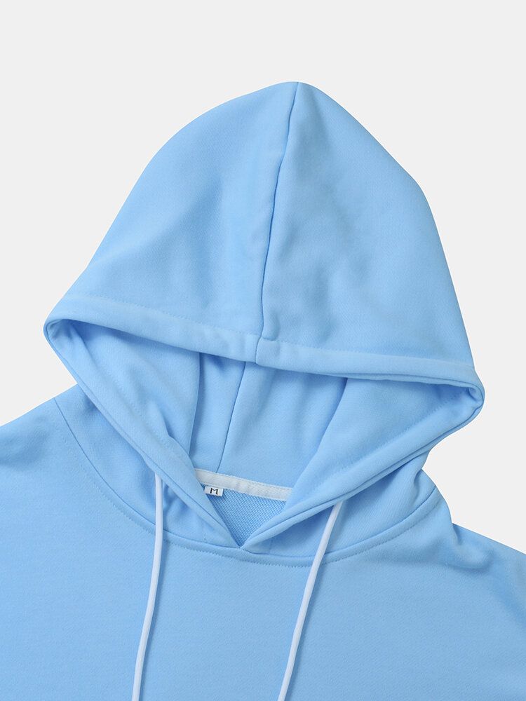 Sweat À Capuche Décontracté Ample Avec Cordon De Serrage Pour Homme De Couleur Unie