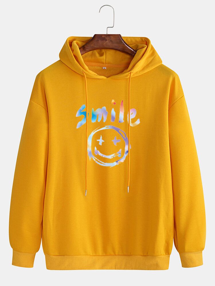 Sweat À Capuche Décontracté Avec Cordon De Serrage Pour Homme Graffiti Smile Print