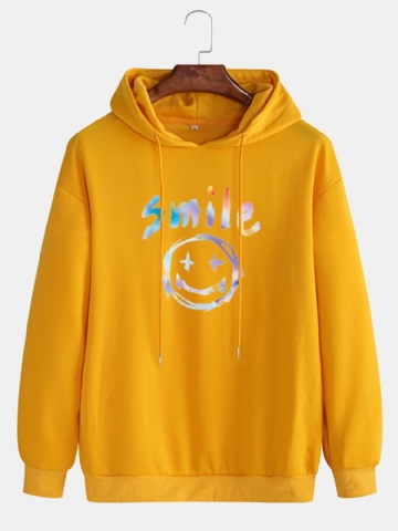 Sweat À Capuche Décontracté Avec Cordon De Serrage Pour Homme Graffiti Smile Print