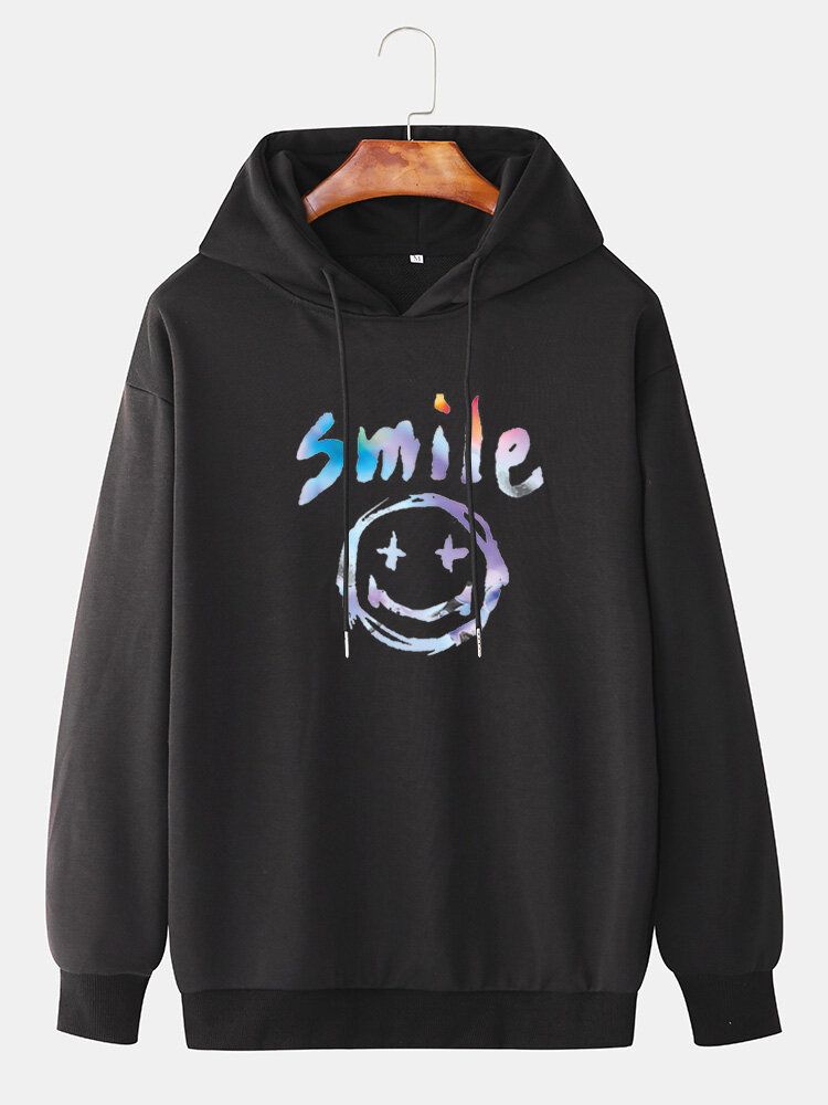 Sweat À Capuche Décontracté Avec Cordon De Serrage Pour Homme Graffiti Smile Print