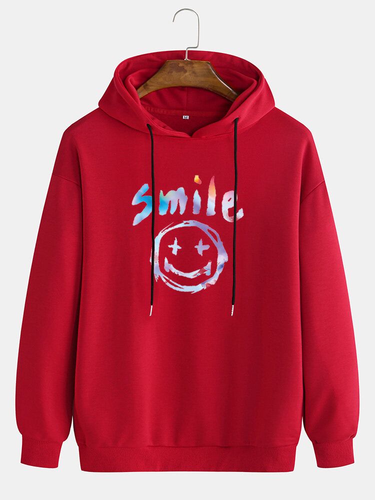 Sweat À Capuche Décontracté Avec Cordon De Serrage Pour Homme Graffiti Smile Print