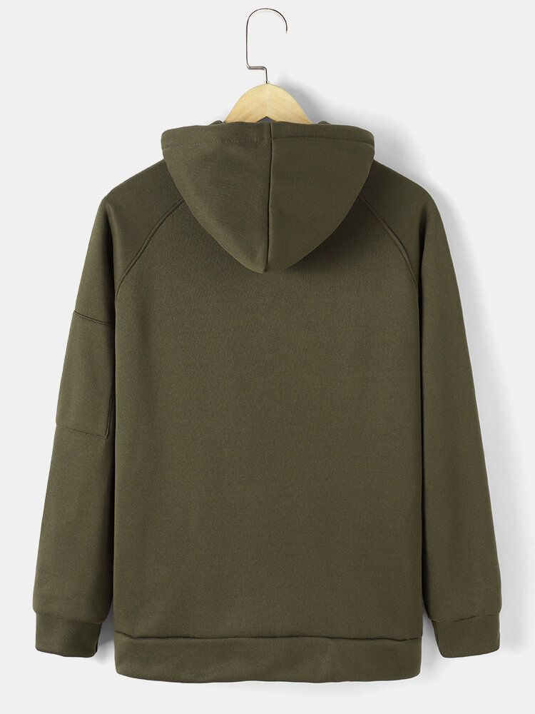 Sweat À Capuche Décontracté Avec Poche À Fermeture Éclair Pour Homme De Couleur Unie