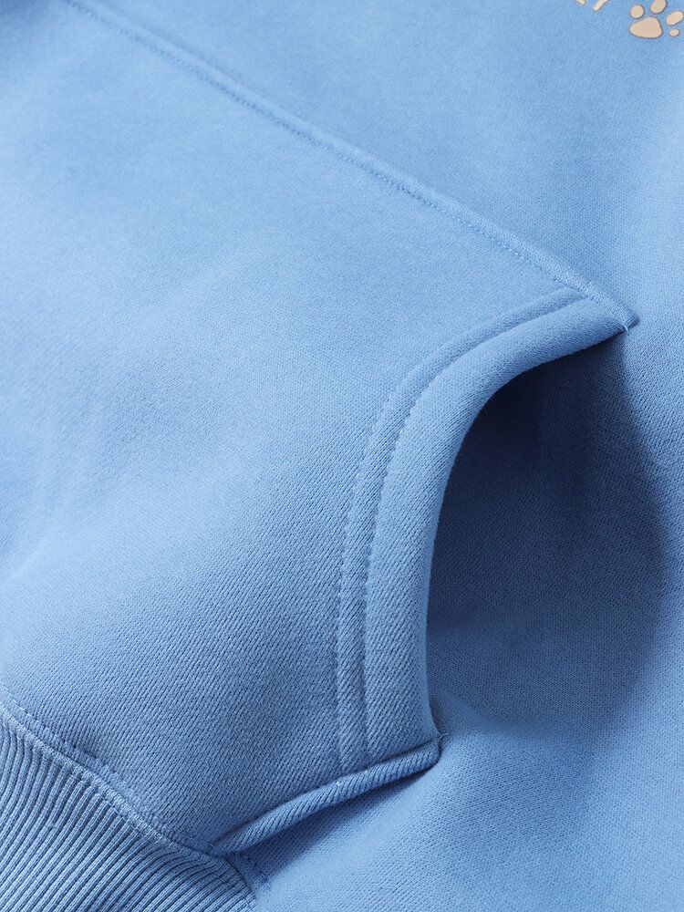 Sweat À Capuche Décontracté Épais En Velours Imprimé Ours Mignon Pour Homme