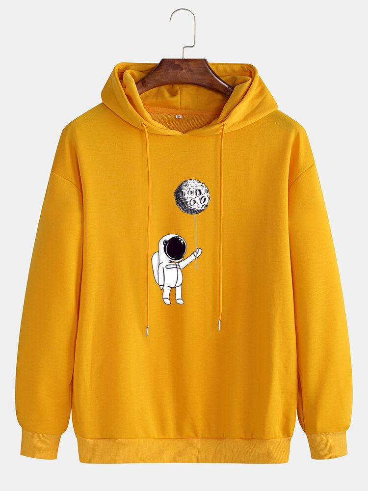 Sweat À Capuche Décontracté À Imprimé Graphique Astronaute Pour Homme