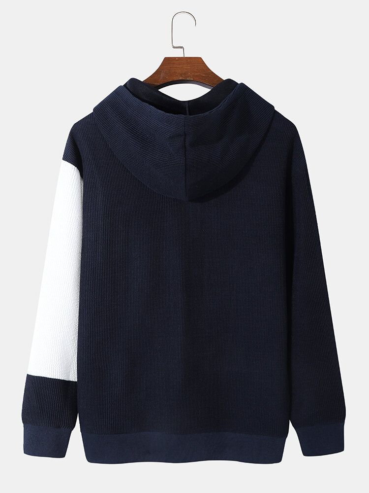 Sweat À Capuche Demi-zippé Style Preppy Pour Homme