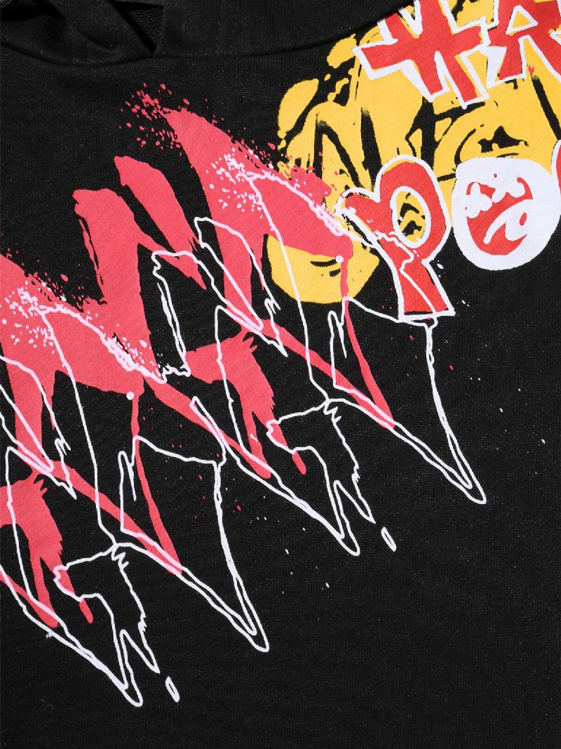 Sweat À Capuche Imprimé Graffiti Coloré Pour Homme