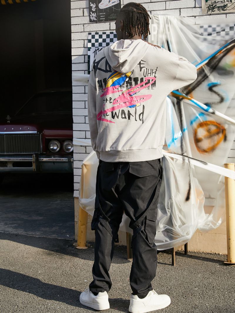 Sweat À Capuche Imprimé Graffiti Drôle Pour Homme