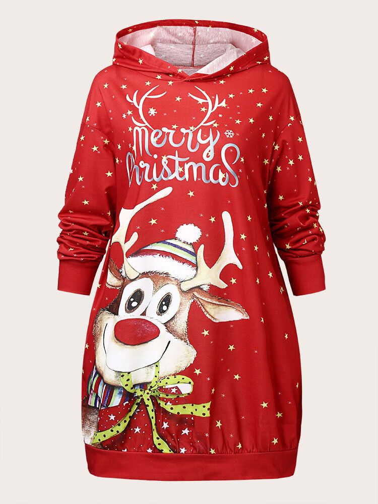 Sweat À Capuche À Manches Longues Avec Motif De Dessin Animé De Noël Pour Femme