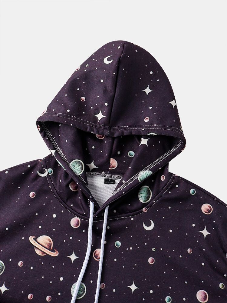 Sweat À Capuche À Manches Longues Imprimé Astronaute Galaxy Pour Homme Avec Poche