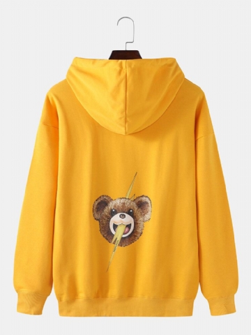 Sweat À Capuche Mignon Avec Poche Kangourou Et Imprimé Ours Pour Homme