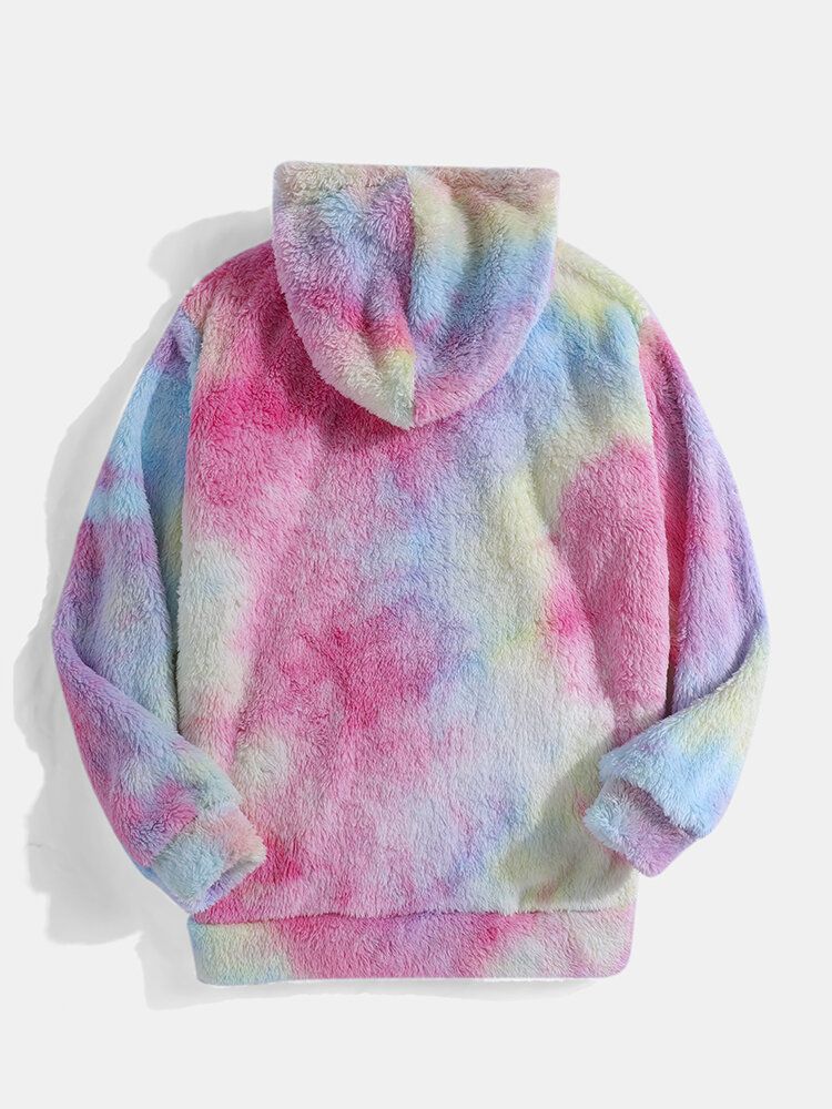 Sweat À Capuche Moelleux À Manches Longues En Peluche Coloré Pour Homme Avec Poche