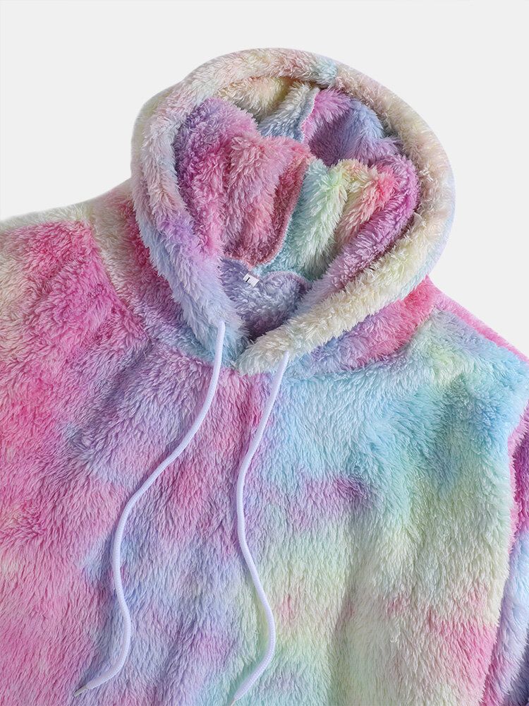 Sweat À Capuche Moelleux À Manches Longues En Peluche Coloré Pour Homme Avec Poche