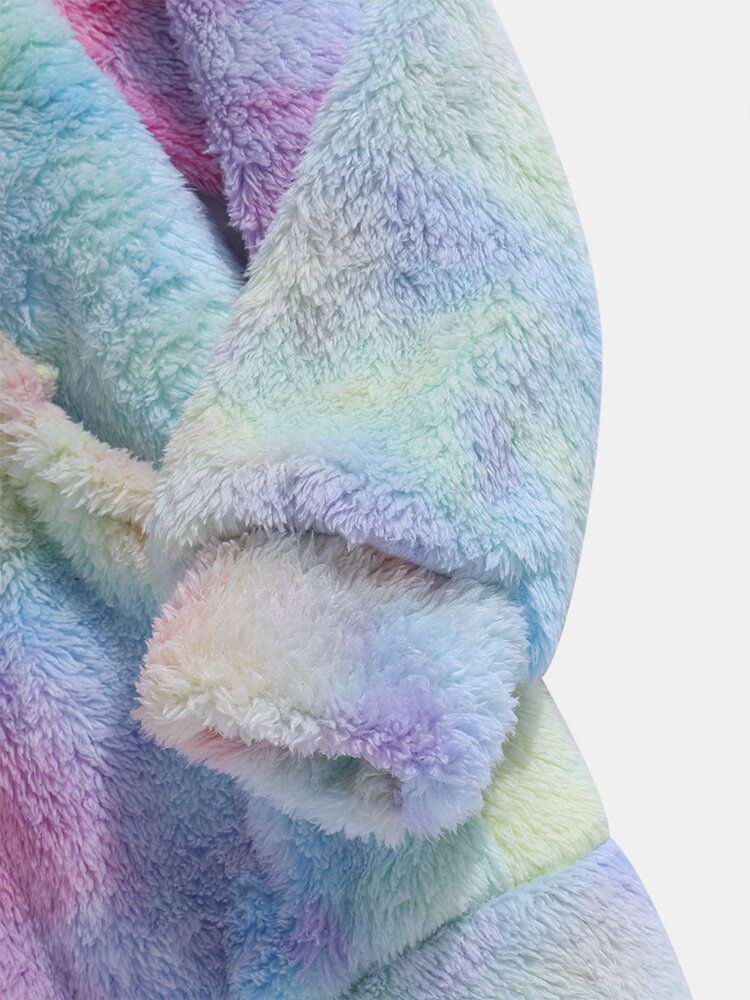 Sweat À Capuche Moelleux À Manches Longues En Peluche Coloré Pour Homme Avec Poche