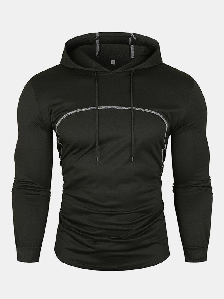 Sweat À Capuche En Molleton De Sport D'hiver Solide Patchwork Pour Hommes